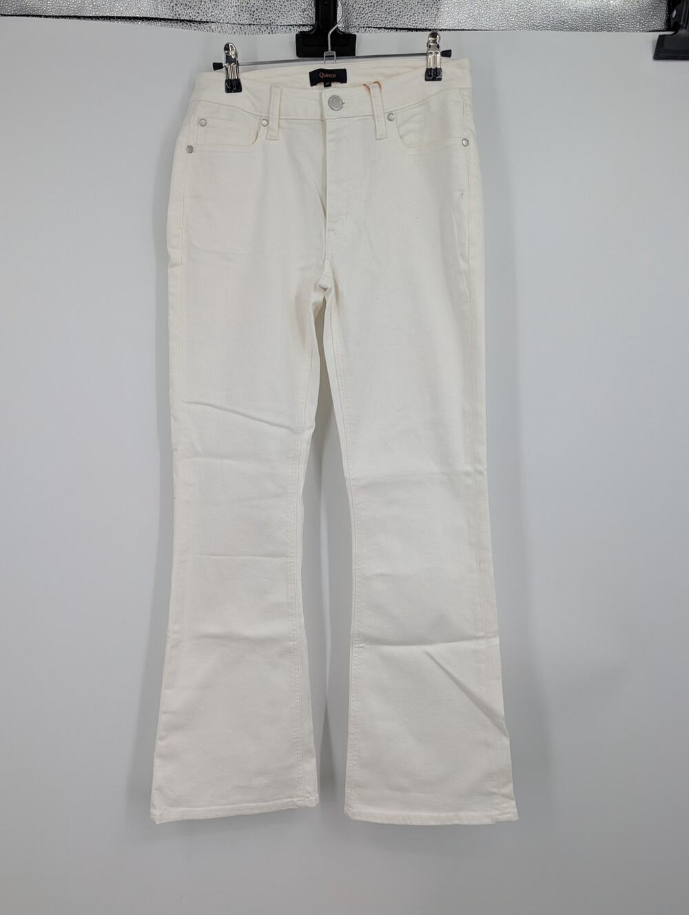 NWT Quince Luna Stretch Flare Jeans Cloud White 27/ 30 Denim Comfort Staple *